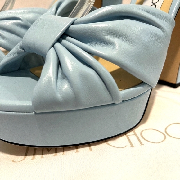 Jimmy Choo Womens Ice Blue Nappa Leather Platform Sandals Size 40.5 Ital… - Picture 7 of 16